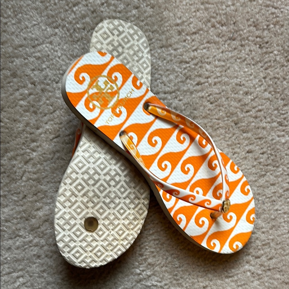 Tory Burch Vibrant Orange and White Sandals